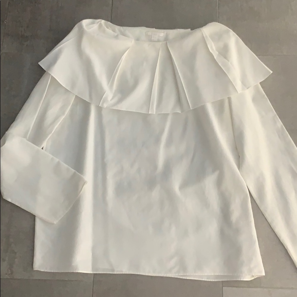 COS OFF WHITE 12 silk blend shirt wide collar